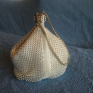 Silver Beaded Clutch Purse